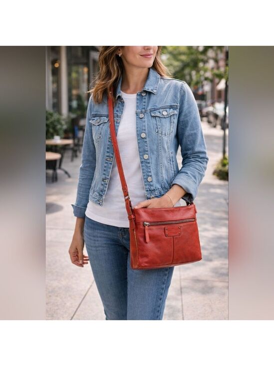 Gianni Conti Handbags - Gianni Conti Padua Red Leather Crossbody Messenger Bag